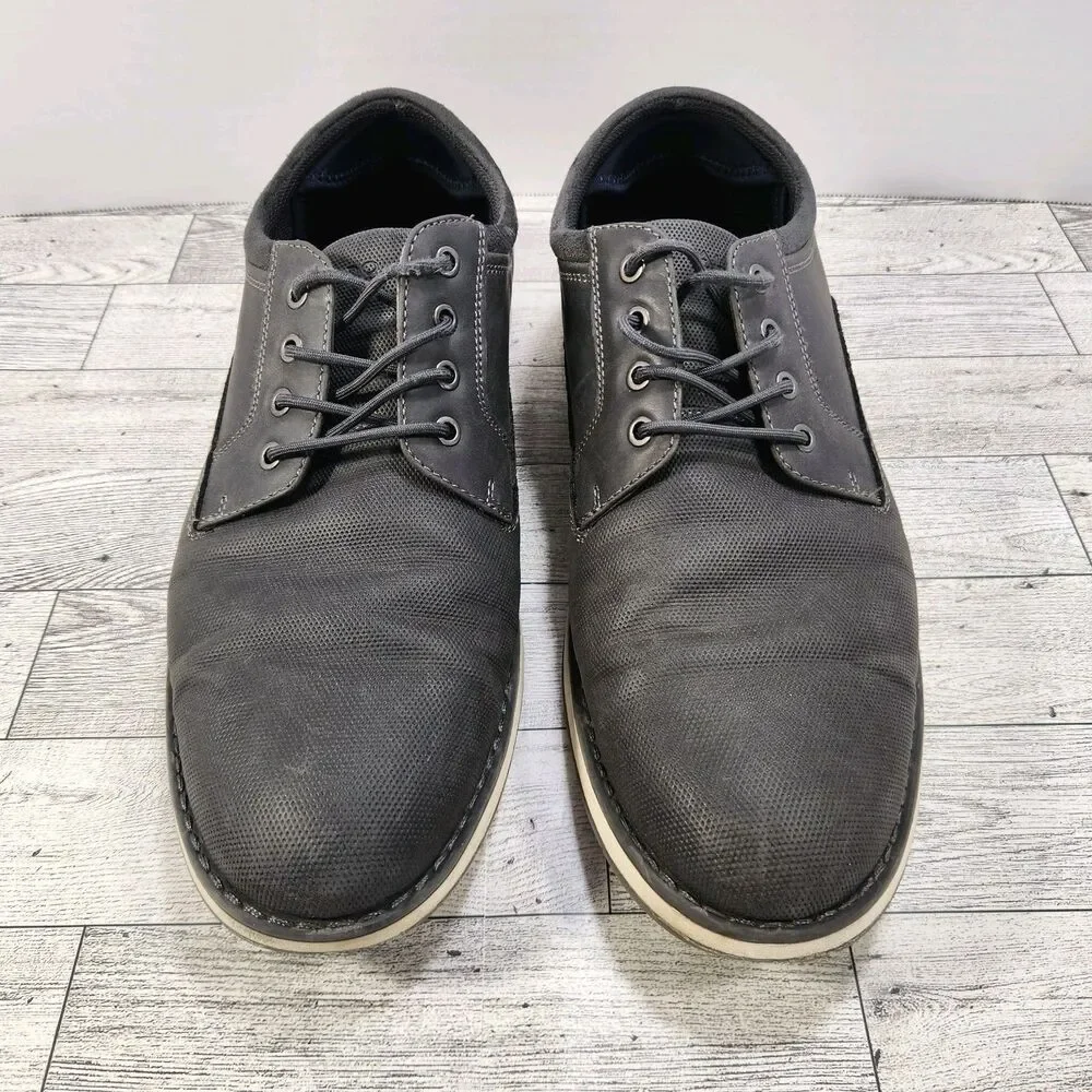 Aldo Mens Dark Gray Textured Fabric Leather Oxford Derby Shoes Size 10.5